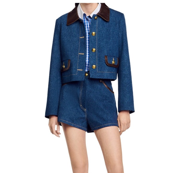 sandro denim jacket - Picture 1 of 5